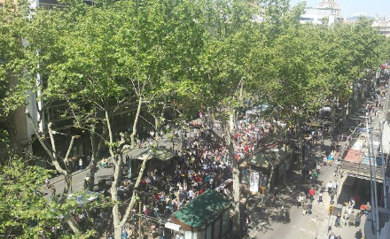 Vue de la terrasse de l'hôtel Rivoli Ramblas